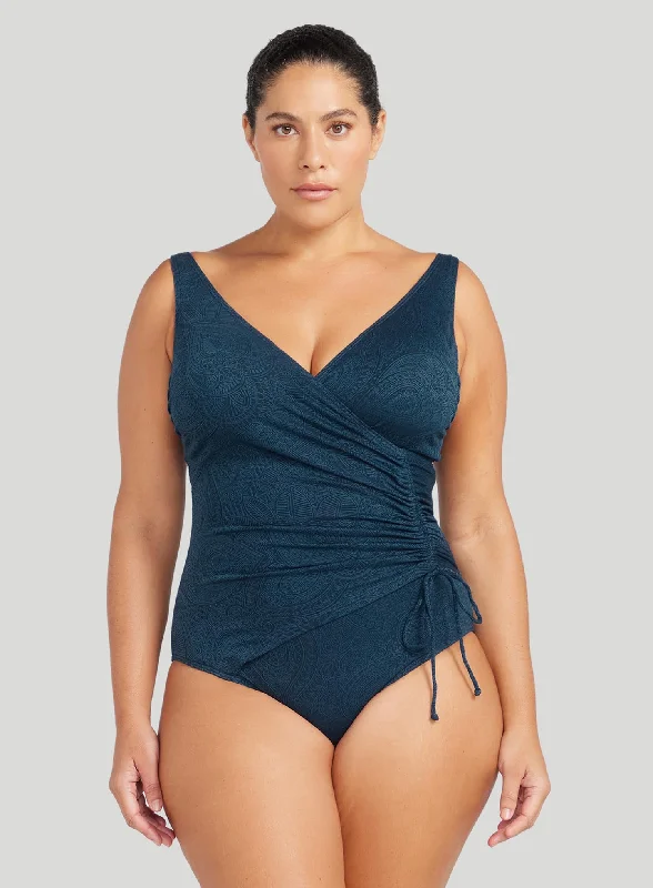 High Performance Sports Bra for Athletes -Artesands: La Traviata Rembrant One Piece Navy