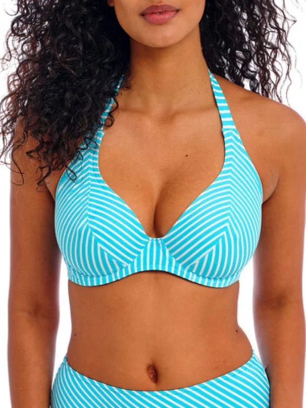 swimwear casual pool -Jewel Cove Halter Bikini Top - Stripe Turquoise