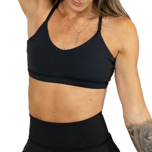 Green Sports Bra for Outdoor Runs -Move Free Bra | Black