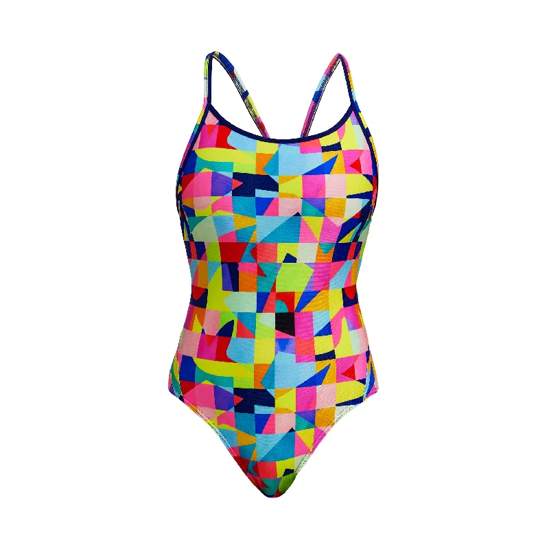 swimwear athletic style -On The Grid | Ladies Diamond Back One Piece