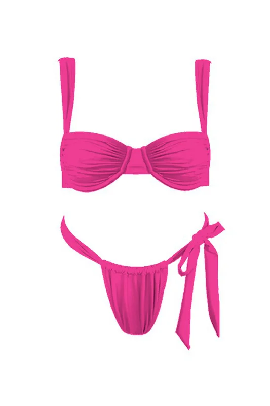 swimwear surf jogging -Malibu Gathered Bikini Top Fuchsia