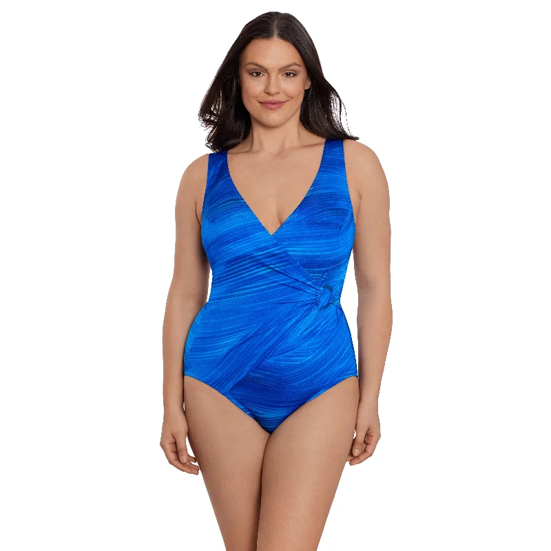 swimwear morning dips -Longitude Virtual Wave Ring Surplice One Piece