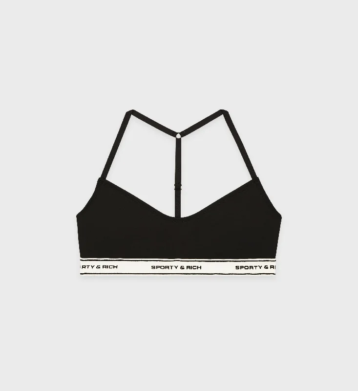 Mesh Striped Sports Bra for Ventilation -SR Bold Sports Bralette - Black