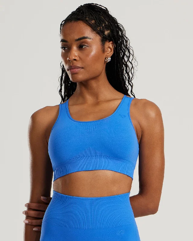 Yellow Bamboo Sports Bra for Nature -Power Seamless Sports Bra | French Blue