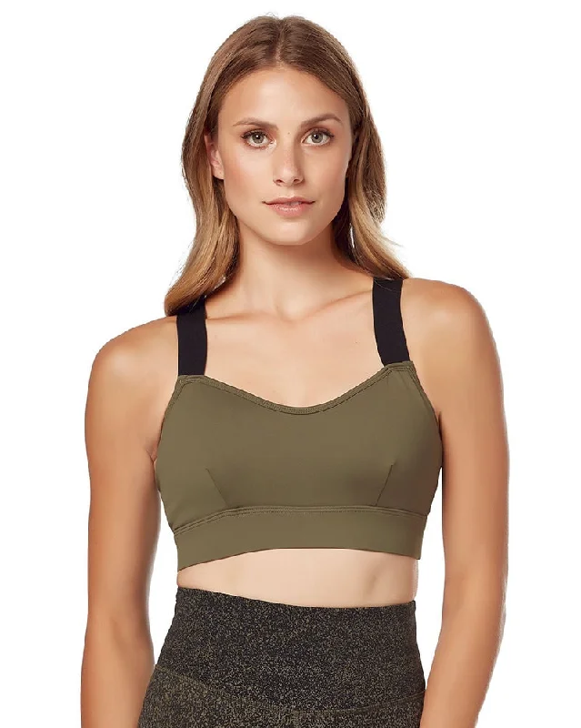 High Waisted Red Sports Bra for Style -Lilybod Mia Bra - Womens - Black/Olive