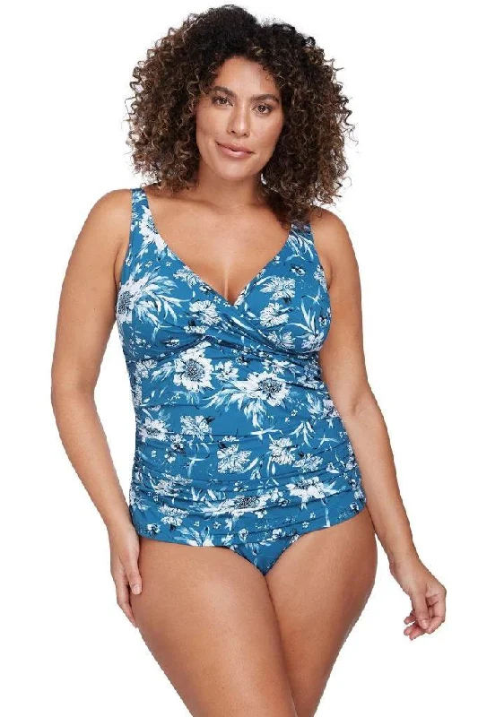 Blue Strappy Sports Tank Top for Straps -Artesands  Fleur Du Champ Delacroix Multicup Fit Tankini Top Cerulean