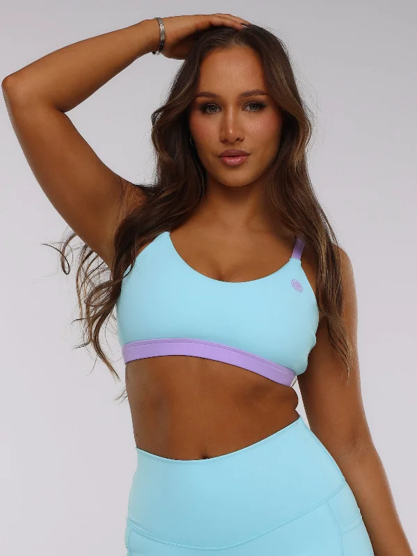 Blue Longline Sports Bra for Elegance -CHEER BRA TOP