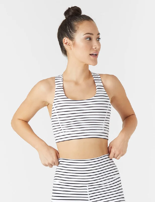 Pink Soft Sports Bra for Touch -Full Force Bra: White / Black Stripe