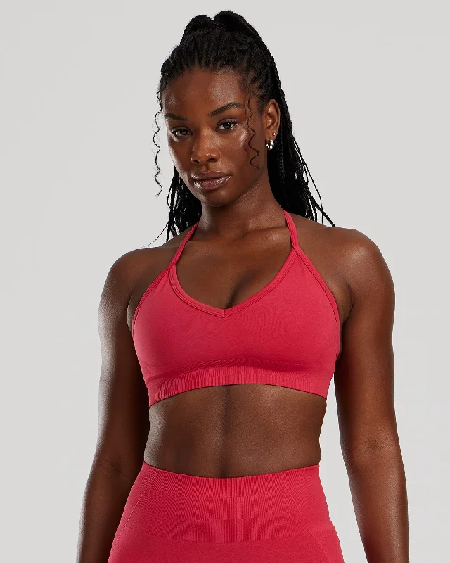 Bamboo Yellow Sports Bra for Eco -Define 2.0 Seamless Halter Neck Bra | Viva Magenta