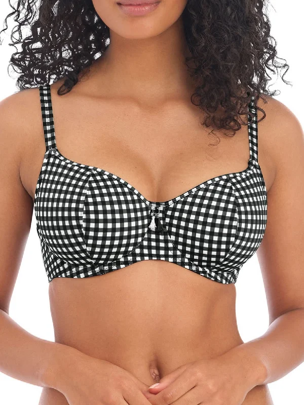 swimwear stylish flair -Check In Sweetheart Bikini Top - Monochrome