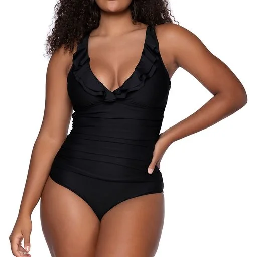 swimwear water aerobics -SUNSETS ESCAPE AMIRA ONE PC W/RUFFLE