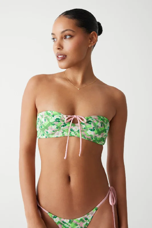 swimwear fitted design -Meredith Plaid Bandeau Bikini Top - Baby Daisy