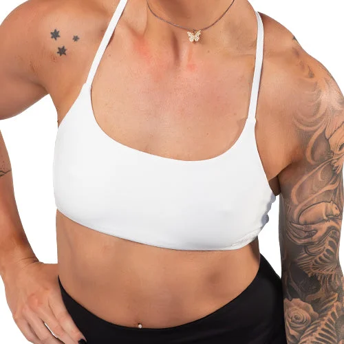 Purple Nylon Sports Bra for Strong -Breezy Bra | White