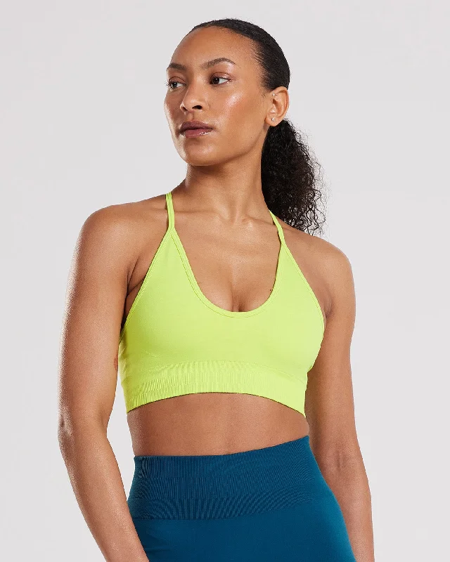 Polyester Sports Bra for Durability -Define Seamless Racer Back Bra | Cyber Lime