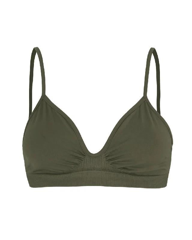 Seamless Red Sports Bra for Daily -LIBERATED Bikini Bra Top | Olive