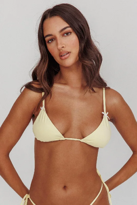 swimwear swim practice -Sovereign Triangle String Bikini Top With Bow Butter