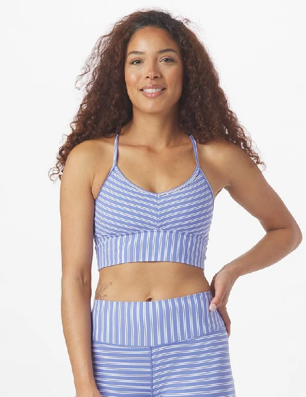 Green Neon Sports Bra for Night Runs -Premier Bra: Periwinkle Stripe