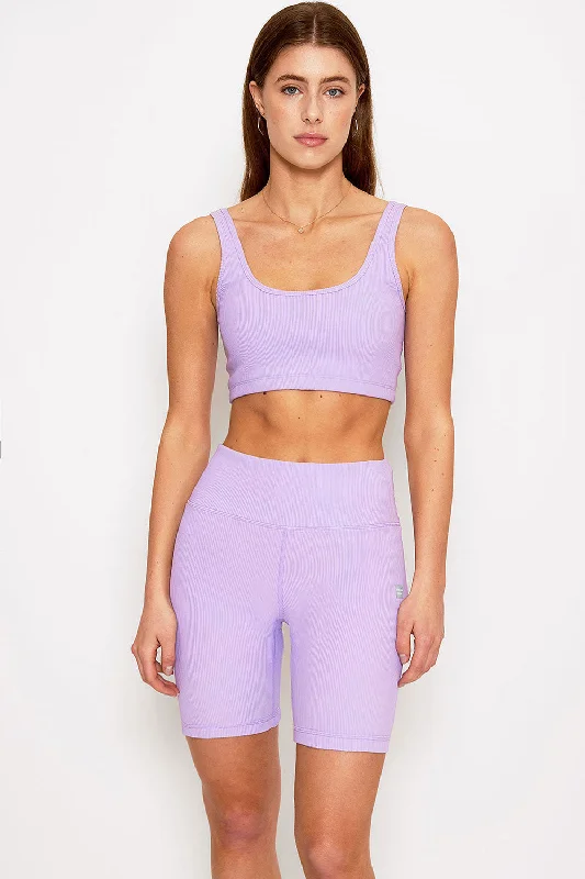 Wireless Pastel Sports Bra for Lounge -Scarlett ribbed sports bra lilac