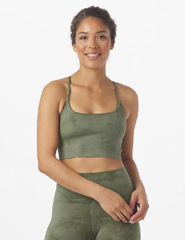 Yellow Compression Sports Bra for Tight Fit -Pure Bra: Moss Tie-Dye