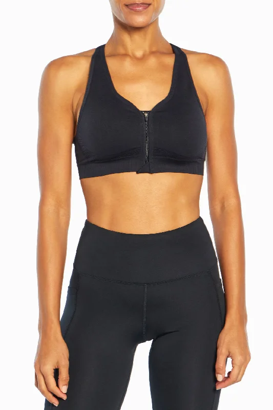 Soft Yellow Sports Bra for Pilates -Savannah Seamless Front Zip Sports Bra