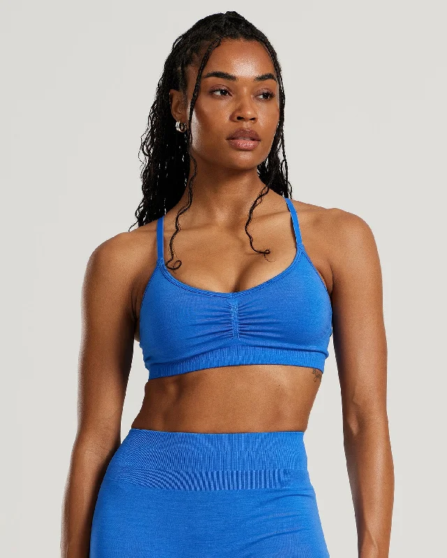 Pink Ultra Soft Sports Bra for Plush -Define Scrunch Seamless Bralette | French Blue