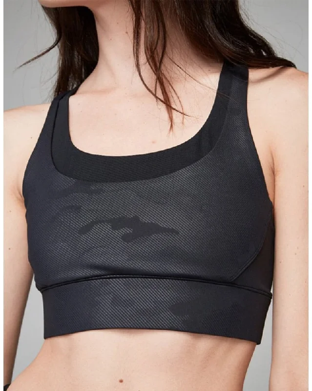 Pink Sports Bra for Workout -Varley Bolton Sports Bra - Womens - Black Modern Camo Print