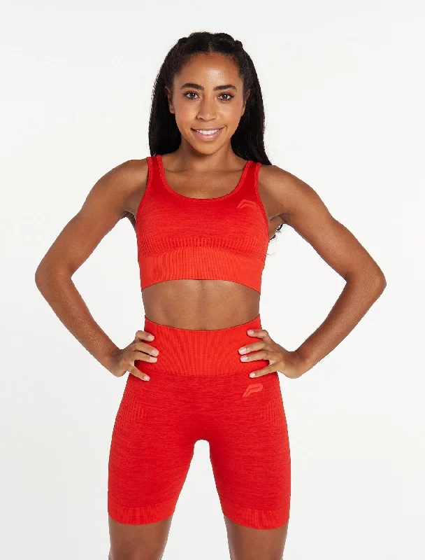 Back Closure Sports Bra for Support -ADAPT Seamless Sports Bra - Red