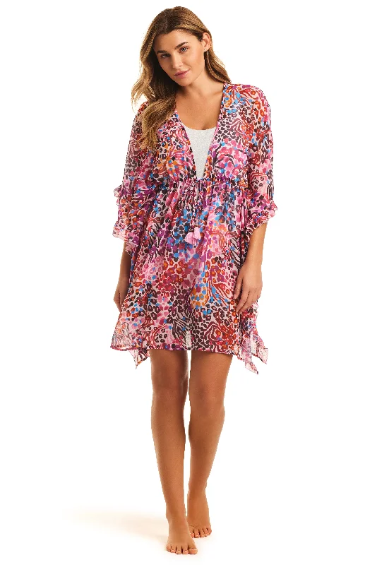 swimwear power swims -Jessica Simpson French Exit Frill Side Caftan