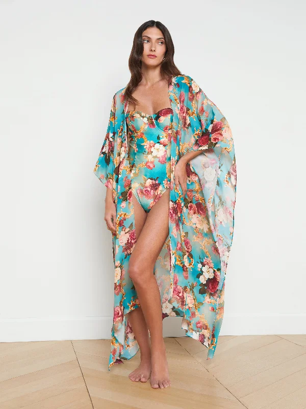 swimwear eye-catching design -Kara Silk-Blend Kimono Cover-up