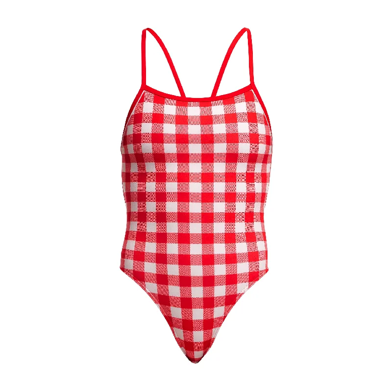 swimwear relaxed comfort -Red Checker | Ladies Single Strength In One Piece