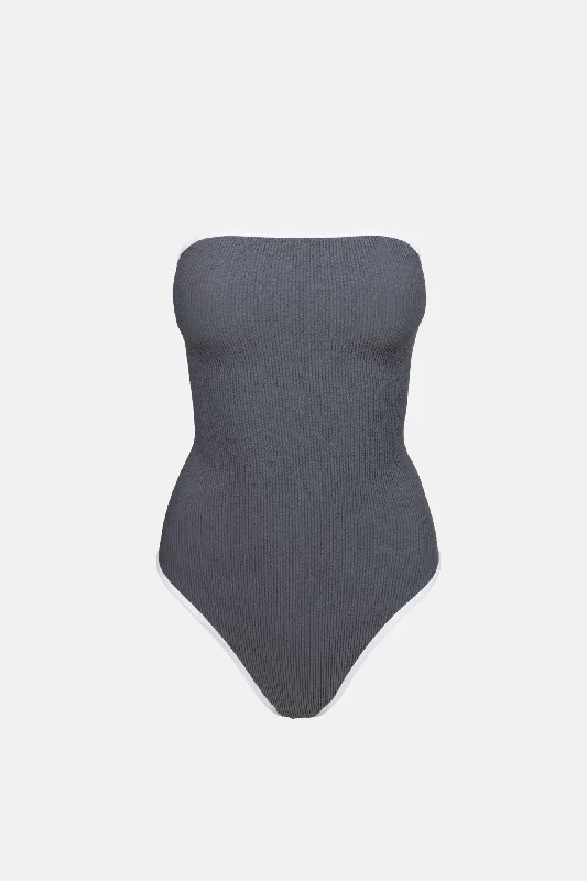 swimwear swim fans -Essential Rib Contrast One Piece Graphite