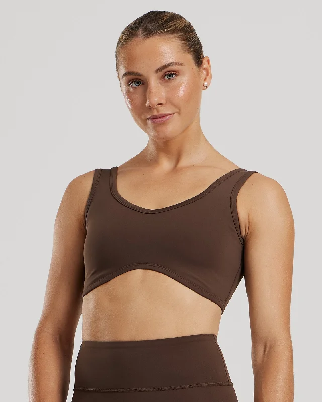 Yellow Striped Sports Bra for Modern -Essential Contour Bra | Cocoa