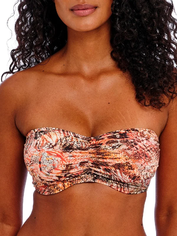 swimwear trendy logos -Desert Cat Bandeau Bikini Top - Sunset