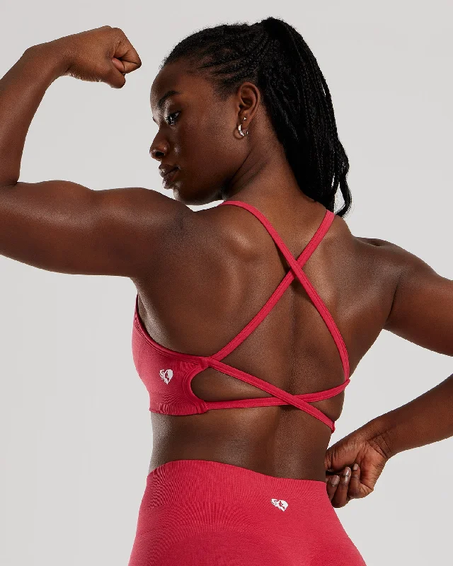 Sweat Resistant Neon Sports Bra for Yoga -Define 2.0 Seamless Backless Bra | Viva Magenta