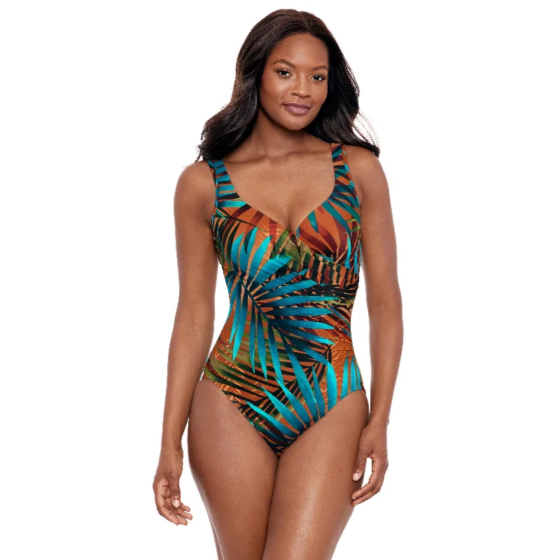 swimwear sporty flair -Miraclesuit Tamara Tigre It's A Wrap One Piece