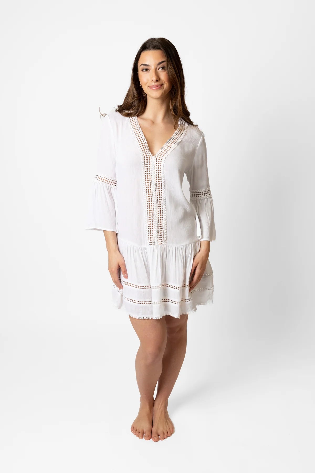 swimwear moisture control -KOY Resort Miami Luxe White Drop Waist Tunic