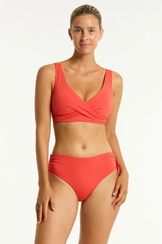 Orange Front Zip Sports Bra for Ease -Essentials Edit Cross Front Multifit Bra Top