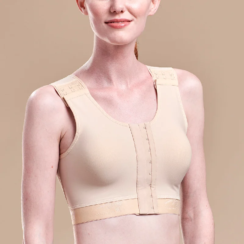 White Pull-On Sports Bra for Simplicity -Caress™ High Coverage Pocketed Bra - Style No. CAR-B16-01, CAR-B16-10, CAR-B16-11 - Beige