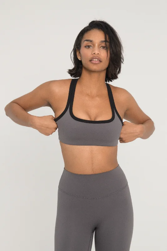 Medium Support Sports Bra for Hiking -Racer Bra - Thunderstorm