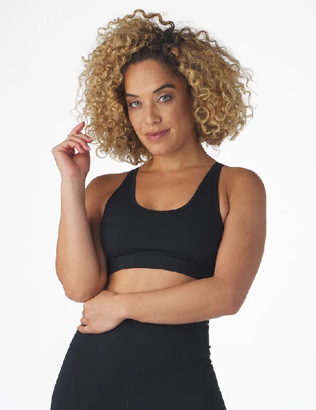 Mesh Striped Sports Bra for Ventilation -Habit Former Bra: Black