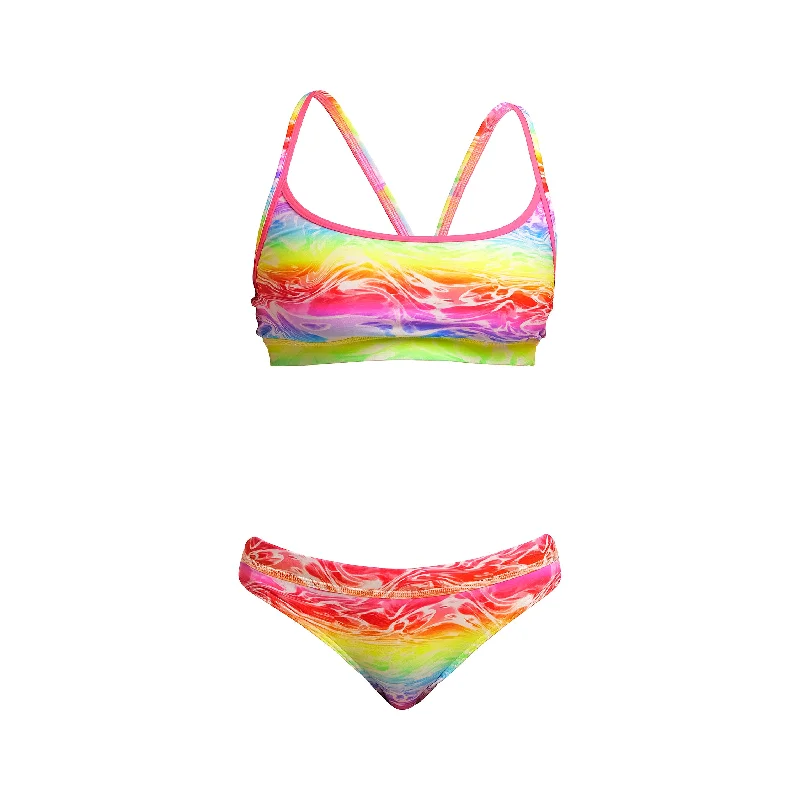 swimwear elastic design -Lake Acid | Ladies Sports Top