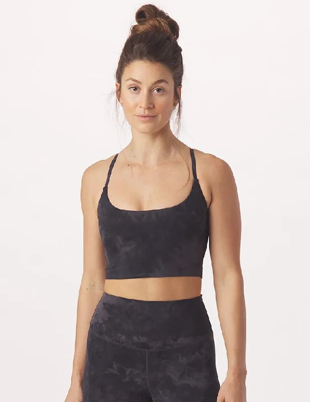 Pink Strappy Sports Bra for Flair -Pure Bra: Black Tie-Dye