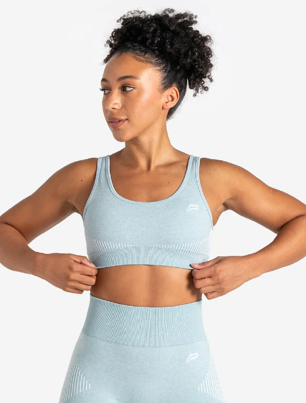 Red Sweat Resistant Sports Bra for Dry -ADAPT 2.0 Seamless Sports Bra - Sky Blue