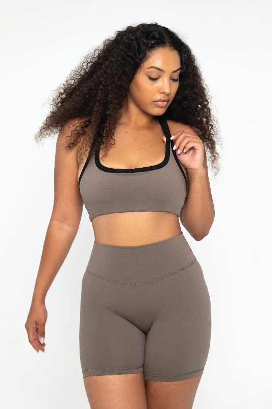 Plain Sports Bra for Simplicity -Racer Bra - Walnut