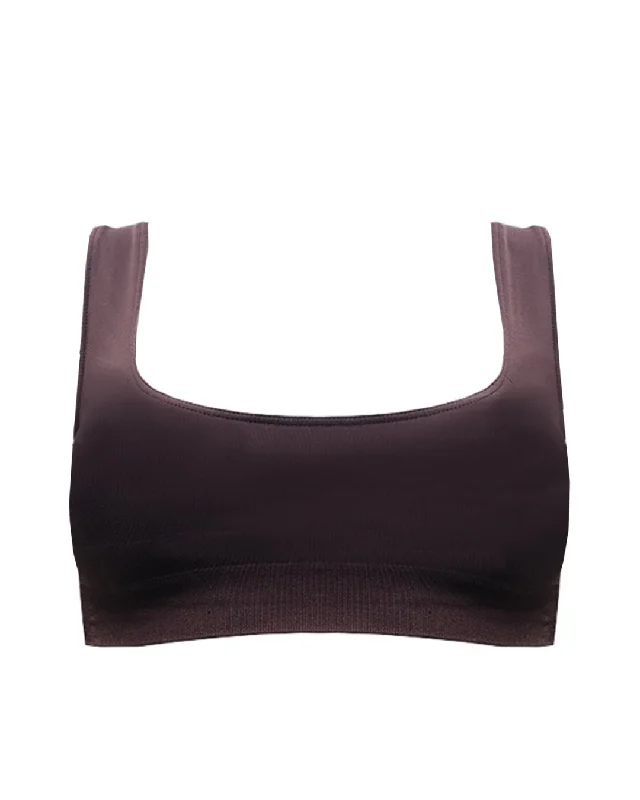 Quick Dry Grey Sports Bra for Yoga -SERENE Bikini Bra Top | Chocolate Brown