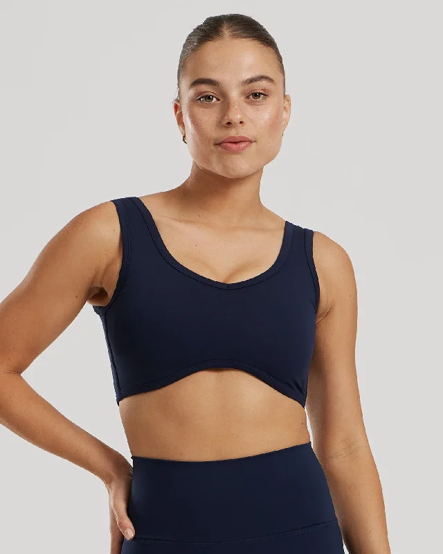 Orange Sweat Resistant Sports Bra for Yoga -Essential Contour Bra | Sapphire Blue