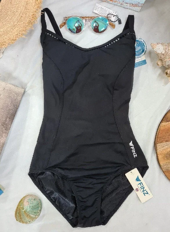 swimwear wet conditions -Finz Chlorine Resist One Piece Black