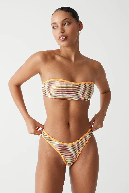 swimwear fitness buffs -Rosabella Striped Bandeau Bikini Top - Hawaiian Sky