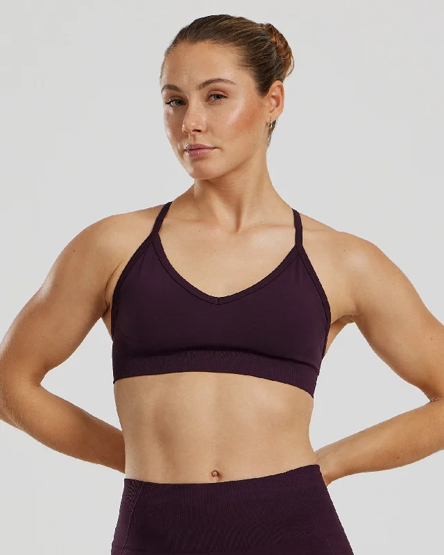 Orange Adjustable Sports Bra for Fitness -Define 2.0 Seamless Halter Neck Bra | Midnight Plum