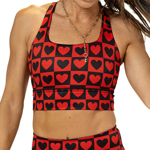 Orange Non-Slip Sports Bra for Stay -Longline Bra | Queen Of Hearts